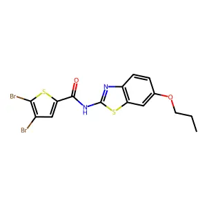 4,5-dibromo-N-(6-propoxy-1,3-benzothiazol-2-yl)-2-thiophenecarboxamide structure