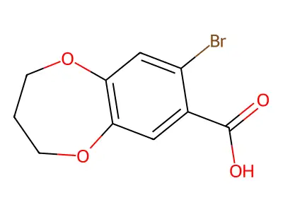 8-bromo-3,4-dihydro-2H-benzo[b][1,4]dioxepine-7-carboxylic acid structure