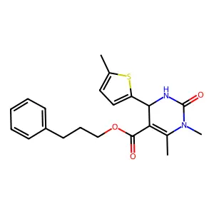 3-phenylpropyl 1,6-dimethyl-4-(5-methylthiophen-2-yl)-2-oxo-1,2,3,4-tetrahydropyrimidine-5-carboxylate structure