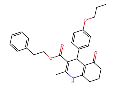 2-phenylethyl 2-methyl-5-oxo-4-(4-propoxyphenyl)-1,4,5,6,7,8-hexahydroquinoline-3-carboxylate structure