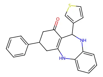 9-Phenyl-6-thiophen-3-yl-5,6,8,9,10,11-hexahydrobenzo[b][1,4]benzodiazepin-7-one structure