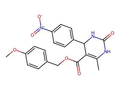 4-methoxybenzyl 6-methyl-4-(4-nitrophenyl)-2-oxo-1,2,3,4-tetrahydropyrimidine-5-carboxylate structure