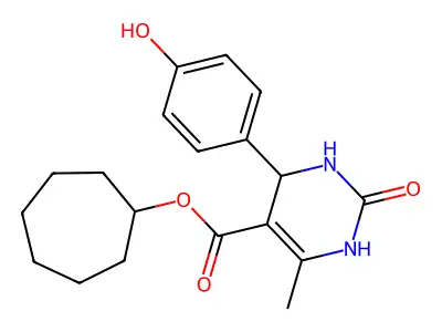 cycloheptyl 4-(4-hydroxyphenyl)-6-methyl-2-oxo-1,2,3,4-tetrahydropyrimidine-5-carboxylate structure