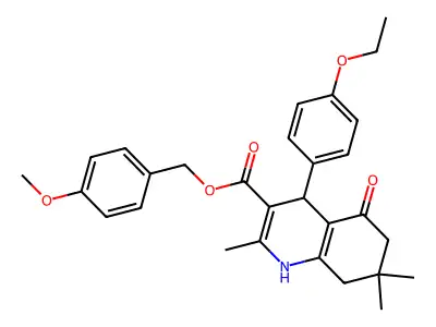 4-methoxybenzyl 4-(4-ethoxyphenyl)-2,7,7-trimethyl-5-oxo-1,4,5,6,7,8-hexahydroquinoline-3-carboxylate structure
