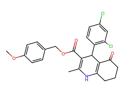 4-methoxybenzyl 4-(2,4-dichlorophenyl)-2-methyl-5-oxo-1,4,5,6,7,8-hexahydroquinoline-3-carboxylate structure