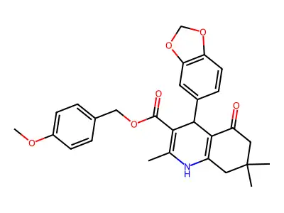 4-methoxybenzyl 4-(1,3-benzodioxol-5-yl)-2,7,7-trimethyl-5-oxo-1,4,5,6,7,8-hexahydroquinoline-3-carboxylate structure