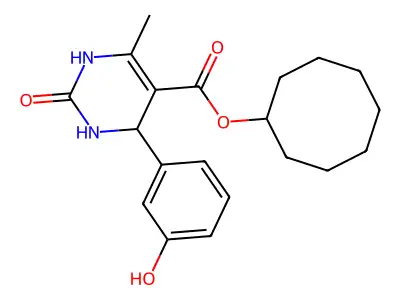 cyclooctyl 4-(3-hydroxyphenyl)-6-methyl-2-oxo-1,2,3,4-tetrahydropyrimidine-5-carboxylate structure