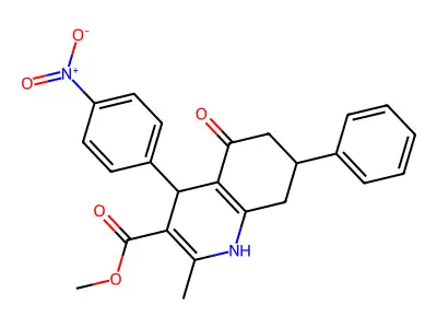 methyl 2-methyl-4-(4-nitrophenyl)-5-oxo-7-phenyl-1,4,5,6,7,8-hexahydroquinoline-3-carboxylate structure