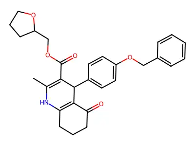 tetrahydrofuran-2-ylmethyl 4-[4-(benzyloxy)phenyl]-2-methyl-5-oxo-1,4,5,6,7,8-hexahydroquinoline-3-carboxylate structure