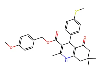 4-methoxybenzyl 2,7,7-trimethyl-4-[4-(methylsulfanyl)phenyl]-5-oxo-1,4,5,6,7,8-hexahydroquinoline-3-carboxylate structure