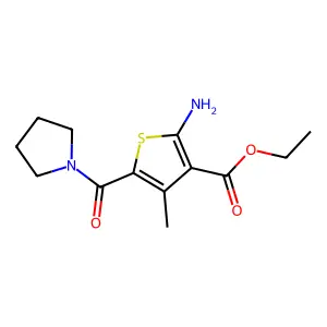 Ethyl 2-amino-4-methyl-5-(pyrrolidin-1-ylcarbonyl)thiophene-3-carboxylate structure
