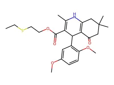 2-(ethylsulfanyl)ethyl 4-(2,5-dimethoxyphenyl)-2,7,7-trimethyl-5-oxo-1,4,5,6,7,8-hexahydroquinoline-3-carboxylate structure