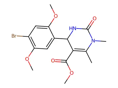 methyl 4-(4-bromo-2,5-dimethoxyphenyl)-1,6-dimethyl-2-oxo-1,2,3,4-tetrahydropyrimidine-5-carboxylate structure