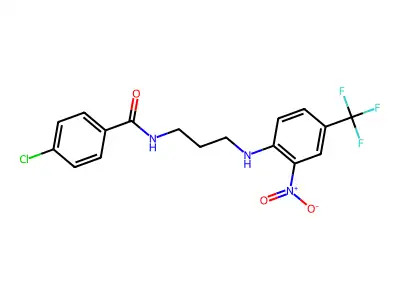 4-chloro-N-[3-[2-nitro-4-(trifluoromethyl)anilino]propyl]benzamide structure