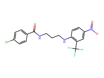 4-chloro-N-[3-[4-nitro-2-(trifluoromethyl)anilino]propyl]benzamide structure