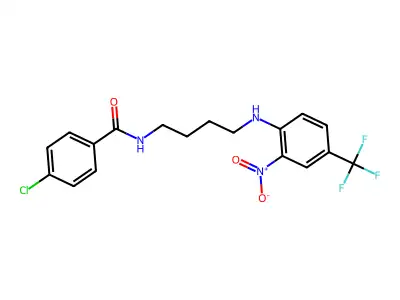 4-chloro-N-[4-[2-nitro-4-(trifluoromethyl)anilino]butyl]benzamide structure