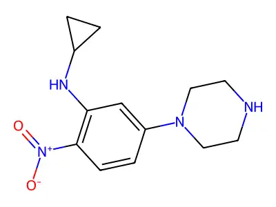 N-cyclopropyl-2-nitro-5-piperazin-1-ylaniline structure