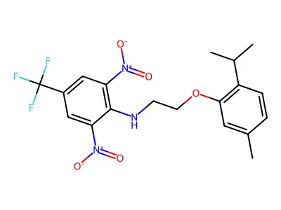 N-{2-[5-methyl-2-(propan-2-yl)phenoxy]ethyl}-2,6-dinitro-4-(trifluoromethyl)aniline structure