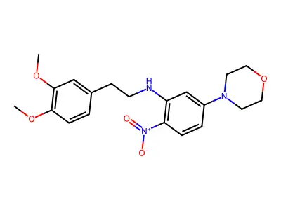 N-[2-(3,4-dimethoxyphenyl)ethyl]-5-morpholin-4-yl-2-nitroaniline structure