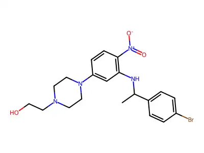 2-[4-[3-[1-(4-Bromophenyl)ethylamino]-4-nitrophenyl]piperazin-1-yl]ethanol structure