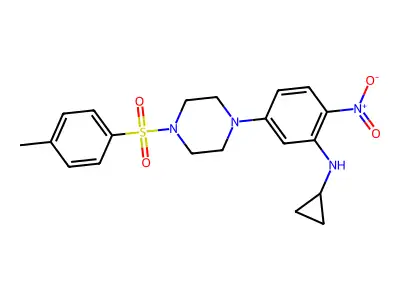 N-cyclopropyl-5-[4-(4-methylphenyl)sulfonylpiperazin-1-yl]-2-nitroaniline structure