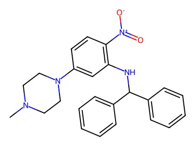 N-benzhydryl-5-(4-methylpiperazin-1-yl)-2-nitroaniline structure
