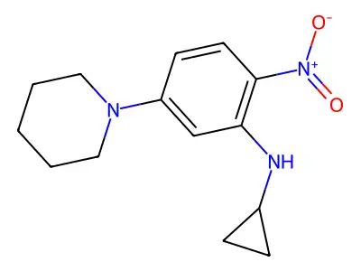 N-cyclopropyl-2-nitro-5-(piperidin-1-yl)aniline structure
