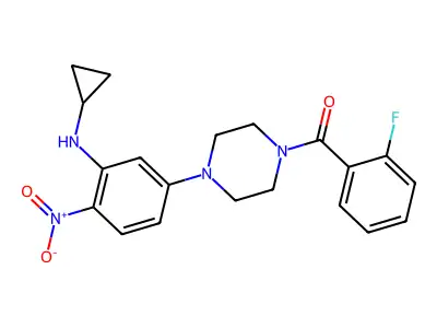 1-{3-(Cyclopropylamino)-4-nitrophenyl}-4-(2-fluorobenzoyl)piperazine structure