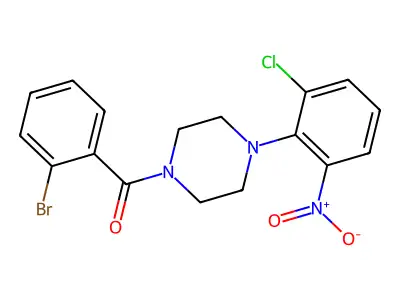 (2-Bromophenyl)-[4-(2-chloro-6-nitrophenyl)piperazin-1-yl]methanone structure