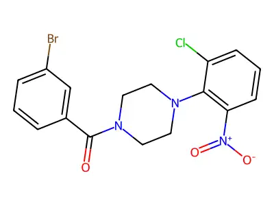 (3-Bromophenyl)-[4-(2-chloro-6-nitrophenyl)piperazin-1-yl]methanone structure