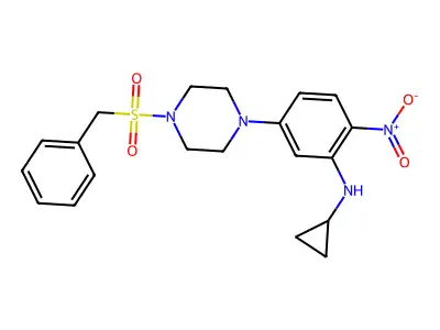 5-(4-benzylsulfonylpiperazin-1-yl)-N-cyclopropyl-2-nitroaniline structure