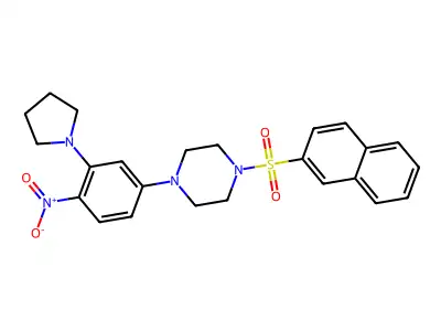 1-(2-Naphthylsulfonyl)-4-(4-nitro-3-pyrrolidinylphenyl)piperazine structure