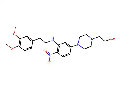 2-[4-[3-[2-(3,4-Dimethoxyphenyl)ethylamino]-4-nitrophenyl]piperazin-1-yl]ethanol structure