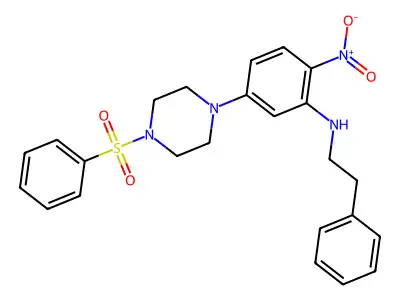 2-nitro-N-(2-phenylethyl)-5-[4-(phenylsulfonyl)piperazin-1-yl]aniline structure