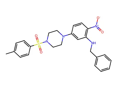 N-benzyl-5-[4-(4-methylphenyl)sulfonylpiperazin-1-yl]-2-nitroaniline structure