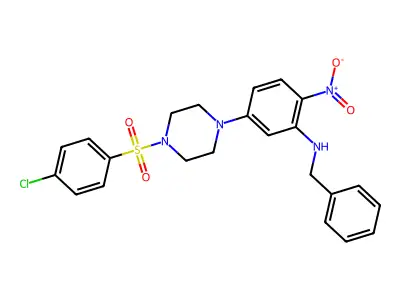 N-benzyl-5-[4-(4-chlorophenyl)sulfonylpiperazin-1-yl]-2-nitroaniline structure