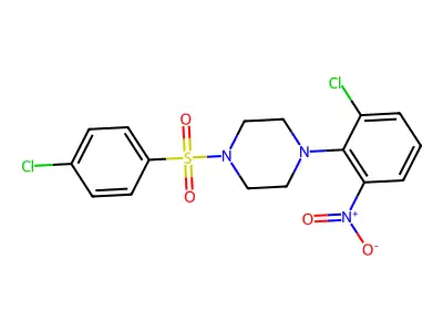 1-(2-Chloro-6-nitrophenyl)-4-(4-chlorophenyl)sulfonylpiperazine structure