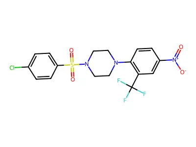 1-(4-Chlorophenyl)sulfonyl-4-[4-nitro-2-(trifluoromethyl)phenyl]piperazine structure