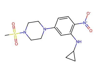 N-cyclopropyl-5-(4-methylsulfonylpiperazin-1-yl)-2-nitroaniline structure
