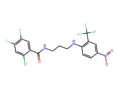 2-chloro-4,5-difluoro-N-[3-[4-nitro-2-(trifluoromethyl)anilino]propyl]benzamide structure