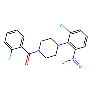 [4-(2-Chloro-6-nitro-phenyl)-piperazin-1-yl]-(2-fluoro-phenyl)-methanone structure