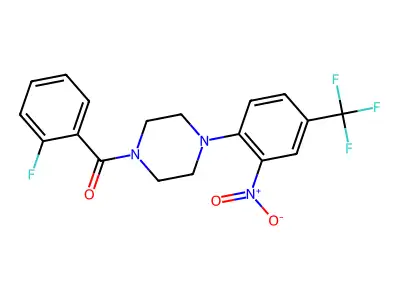 (2-Fluorophenyl)-[4-[2-nitro-4-(trifluoromethyl)phenyl]piperazin-1-yl]methanone structure