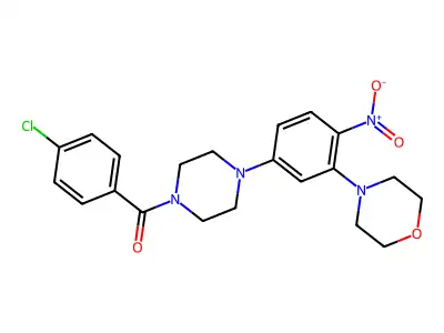 (4-Chlorophenyl)-[4-(3-morpholin-4-yl-4-nitrophenyl)piperazin-1-yl]methanone structure