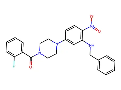 [4-[3-(Benzylamino)-4-nitrophenyl]piperazin-1-yl]-(2-fluorophenyl)methanone structure