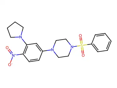 1-(Benzenesulfonyl)-4-(4-nitro-3-pyrrolidin-1-ylphenyl)piperazine structure