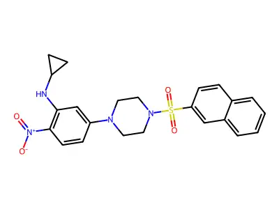 4-[3-(Cyclopropylamino)-4-nitrophenyl]-1-(2-naphthylsulfonyl)piperazine structure