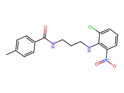 N-(3-{2-chloro-6-nitroanilino}propyl)-4-methylbenzamide structure