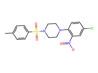 1-(4-Chloro-2-nitrophenyl)-4-(4-methylphenyl)sulfonylpiperazine structure