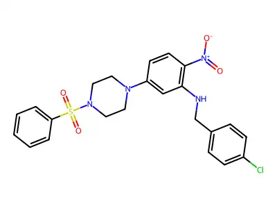 5-[4-(benzenesulfonyl)piperazin-1-yl]-N-[(4-chlorophenyl)methyl]-2-nitroaniline structure