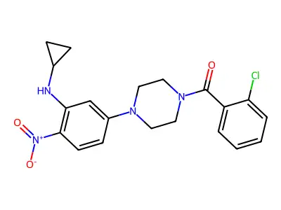 (2-Chlorophenyl)-[4-[3-(cyclopropylamino)-4-nitrophenyl]piperazin-1-yl]methanone structure